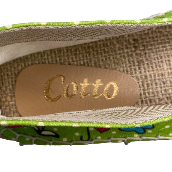 Cotto Owl Print Canvas Espadrille EU 41 Green White Blue - Picture 5 of 7